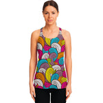 Colorful Surfing Wave Pattern Print Women's Racerback Tank Top