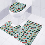 Colorful Sushi And Rolls Pattern Print 3 Piece Bath Mat Set