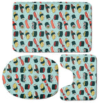 Colorful Sushi And Rolls Pattern Print 3 Piece Bath Mat Set