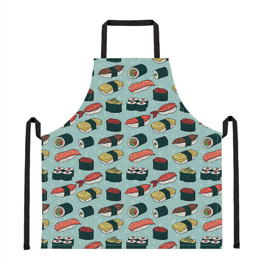 Colorful Sushi And Rolls Pattern Print Apron