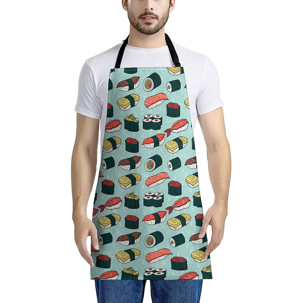 Colorful Sushi And Rolls Pattern Print Apron