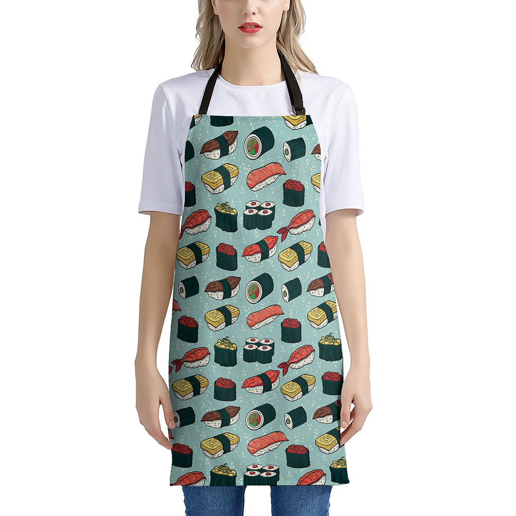 Colorful Sushi And Rolls Pattern Print Apron