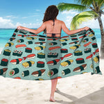 Colorful Sushi And Rolls Pattern Print Beach Sarong Wrap