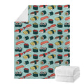 Colorful Sushi And Rolls Pattern Print Blanket