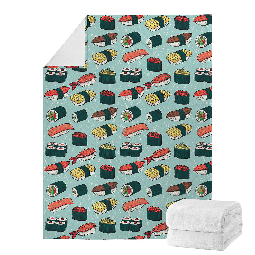 Colorful Sushi And Rolls Pattern Print Blanket