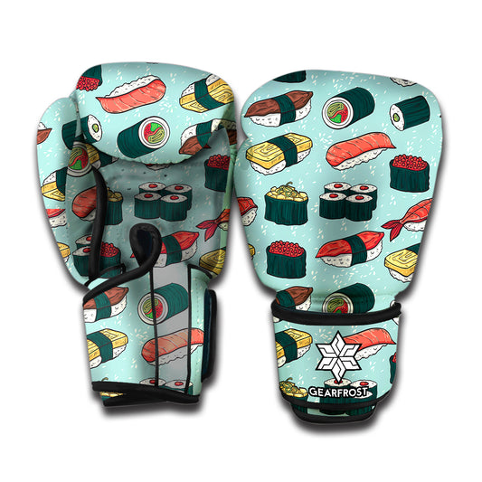 Colorful Sushi And Rolls Pattern Print Boxing Gloves