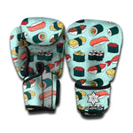 Colorful Sushi And Rolls Pattern Print Boxing Gloves
