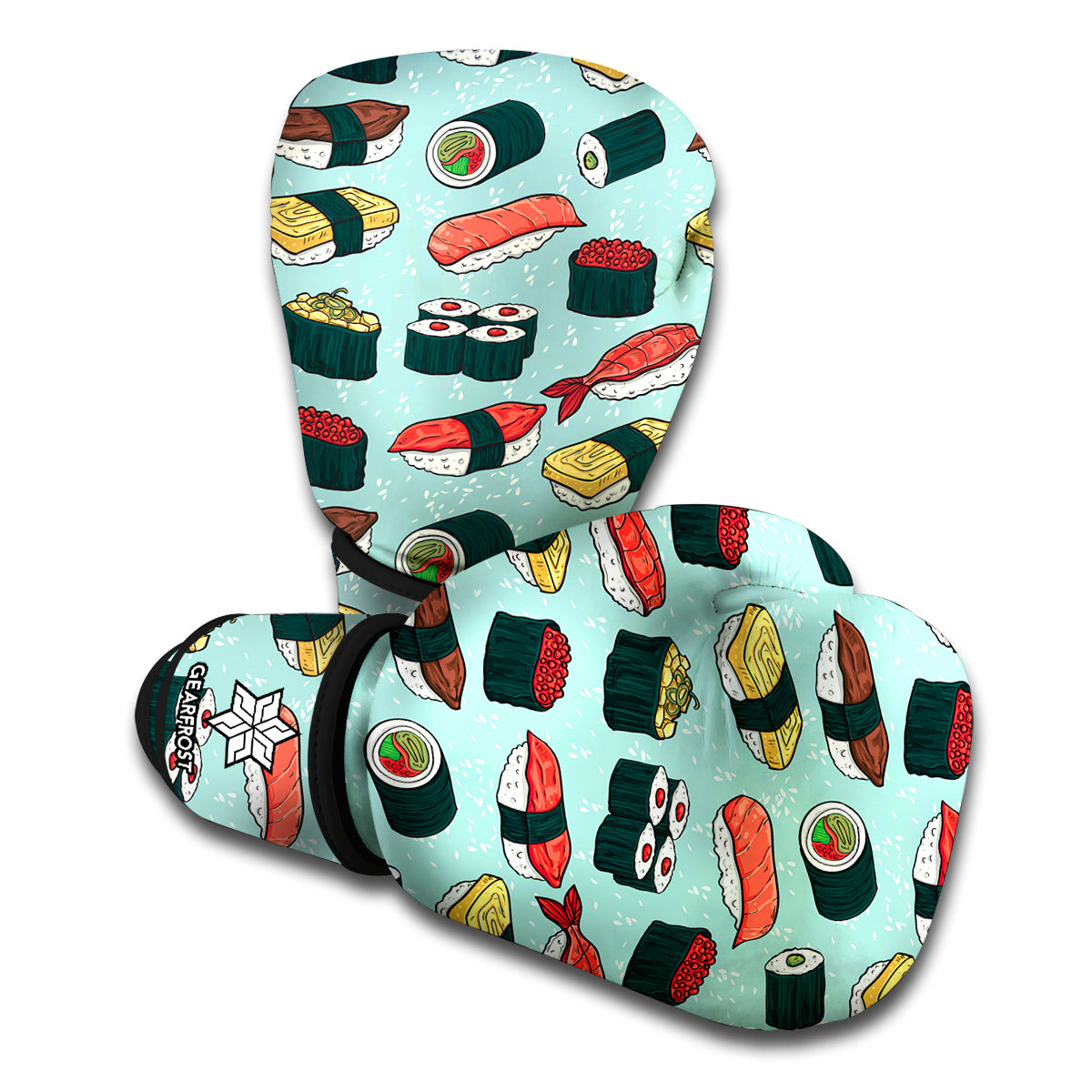 Colorful Sushi And Rolls Pattern Print Boxing Gloves