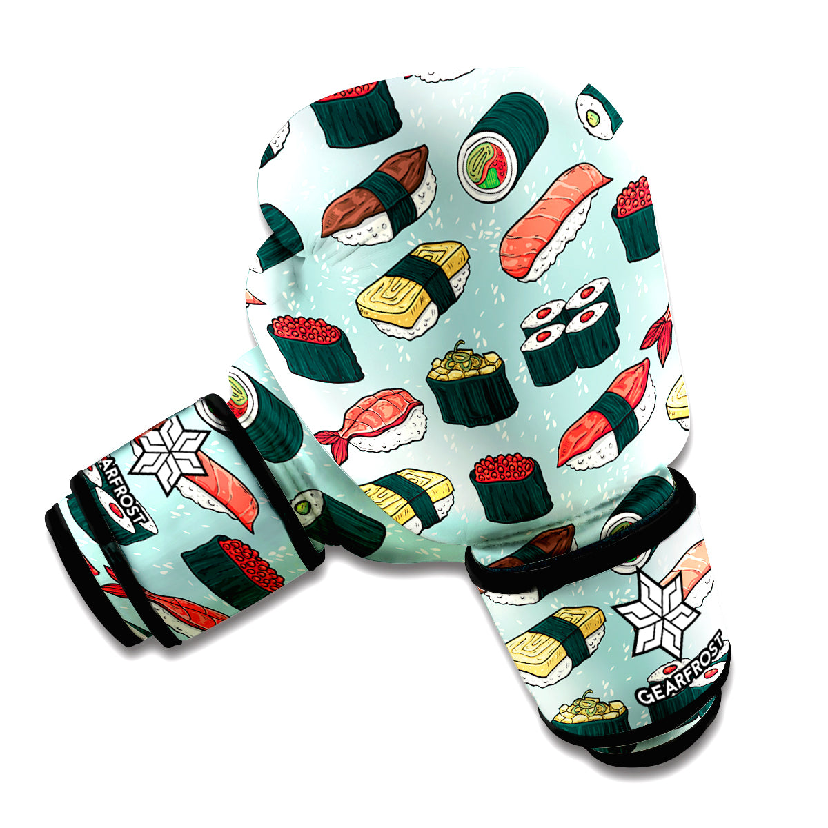 Colorful Sushi And Rolls Pattern Print Boxing Gloves