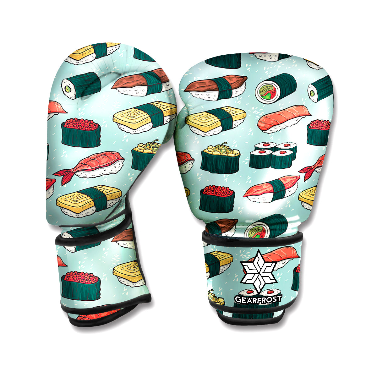 Colorful Sushi And Rolls Pattern Print Boxing Gloves