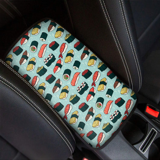 Colorful Sushi And Rolls Pattern Print Car Center Console Cover