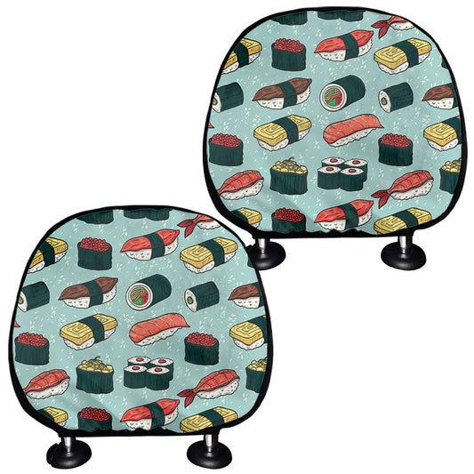 Colorful Sushi And Rolls Pattern Print Car Headrest Covers