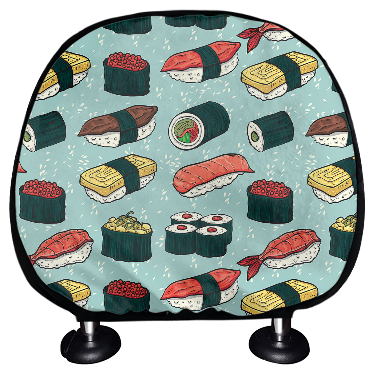 Colorful Sushi And Rolls Pattern Print Car Headrest Covers