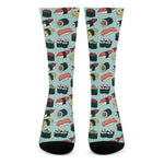 Colorful Sushi And Rolls Pattern Print Crew Socks