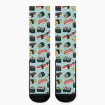 Colorful Sushi And Rolls Pattern Print Crew Socks