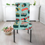 Colorful Sushi And Rolls Pattern Print Dining Chair Slipcover
