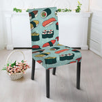 Colorful Sushi And Rolls Pattern Print Dining Chair Slipcover