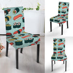 Colorful Sushi And Rolls Pattern Print Dining Chair Slipcover