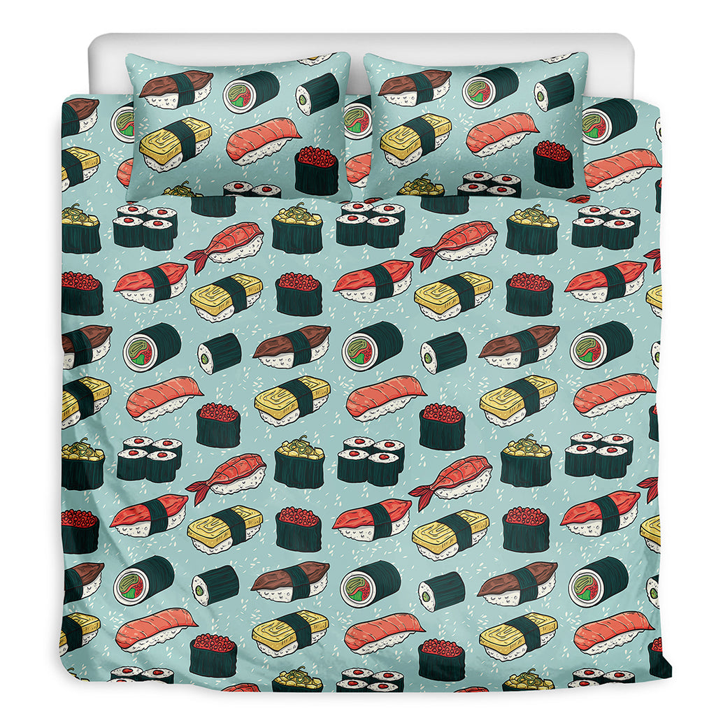 Colorful Sushi And Rolls Pattern Print Duvet Cover Bedding Set