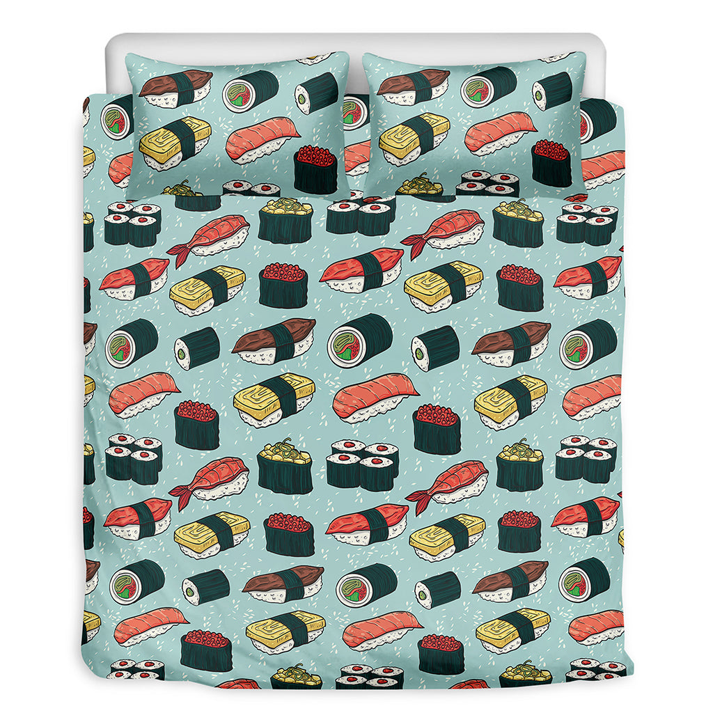 Colorful Sushi And Rolls Pattern Print Duvet Cover Bedding Set