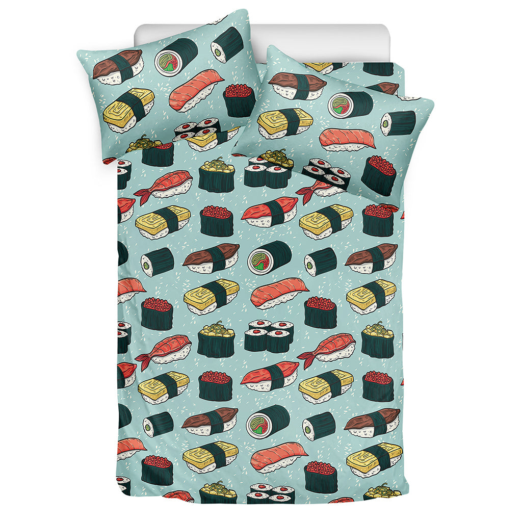 Colorful Sushi And Rolls Pattern Print Duvet Cover Bedding Set