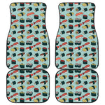 Colorful Sushi And Rolls Pattern Print Front and Back Car Floor Mats