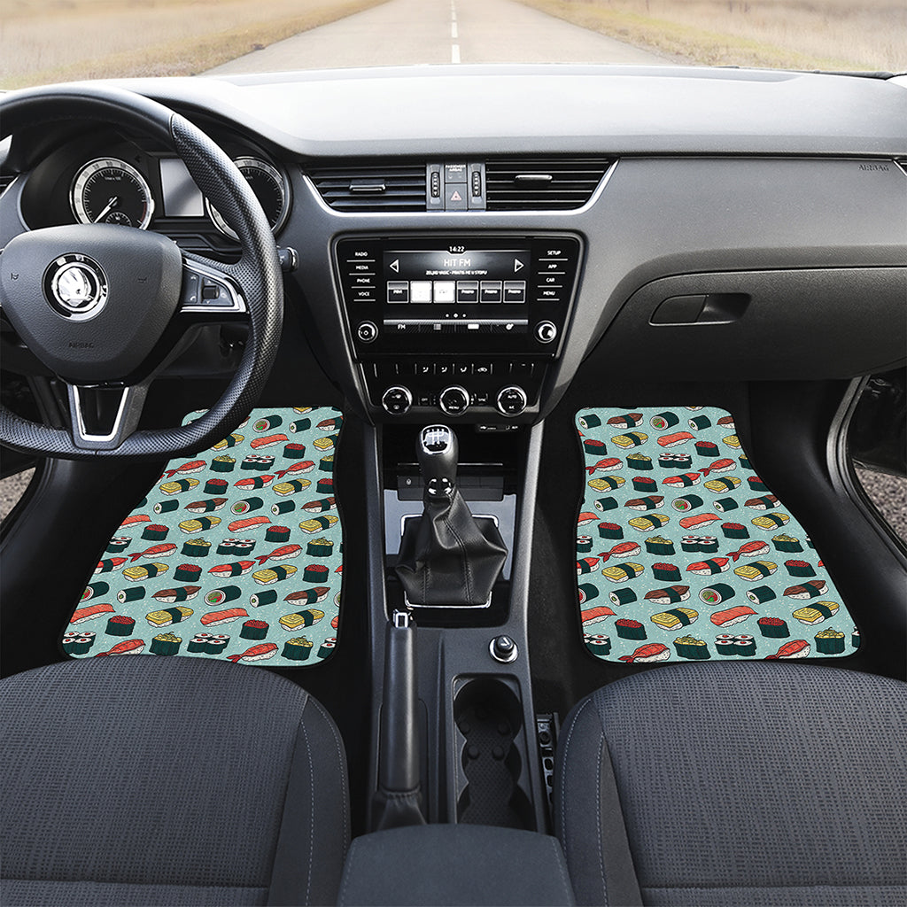 Colorful Sushi And Rolls Pattern Print Front and Back Car Floor Mats