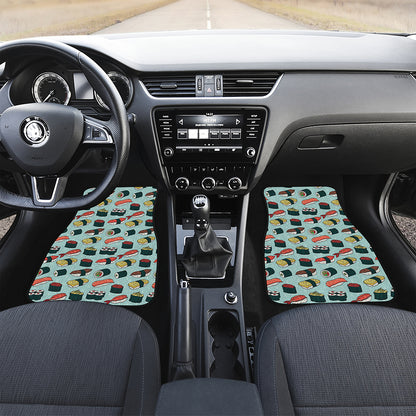 Colorful Sushi And Rolls Pattern Print Front and Back Car Floor Mats