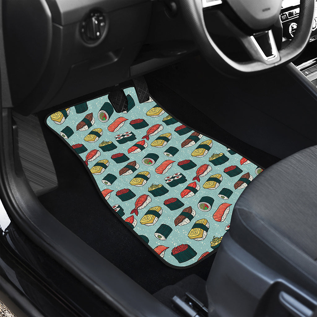 Colorful Sushi And Rolls Pattern Print Front and Back Car Floor Mats