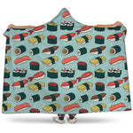 Colorful Sushi And Rolls Pattern Print Hooded Blanket