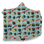 Colorful Sushi And Rolls Pattern Print Hooded Blanket