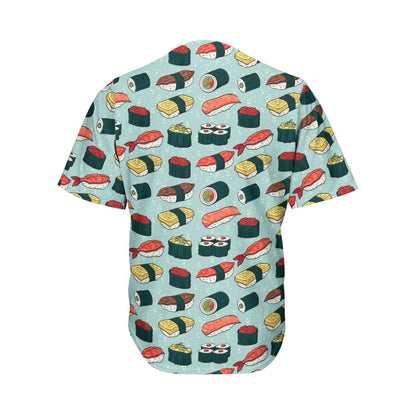 Colorful Sushi And Rolls Pattern Print Men's Baseball Jersey