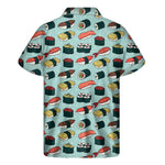 Colorful Sushi And Rolls Pattern Print Men's Short Sleeve Shirt