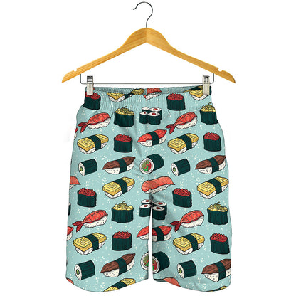 Colorful Sushi And Rolls Pattern Print Men's Shorts
