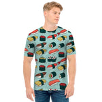 Colorful Sushi And Rolls Pattern Print Men's T-Shirt