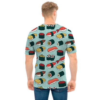 Colorful Sushi And Rolls Pattern Print Men's T-Shirt