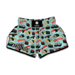 Colorful Sushi And Rolls Pattern Print Muay Thai Boxing Shorts