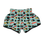 Colorful Sushi And Rolls Pattern Print Muay Thai Boxing Shorts