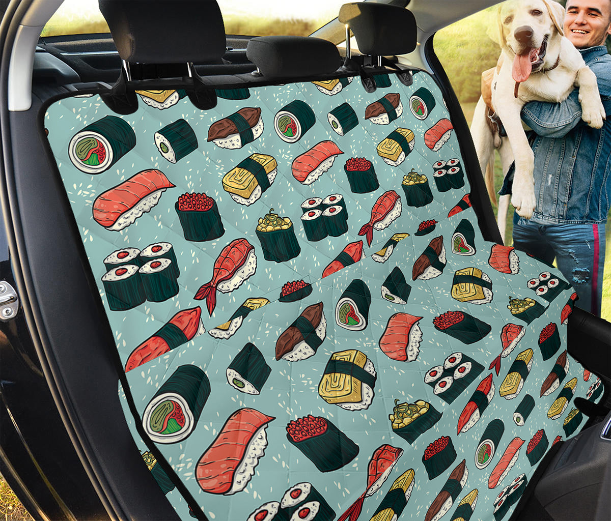 Colorful Sushi And Rolls Pattern Print Pet Car Back Seat Cover