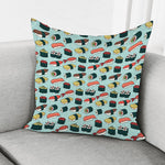 Colorful Sushi And Rolls Pattern Print Pillow Cover