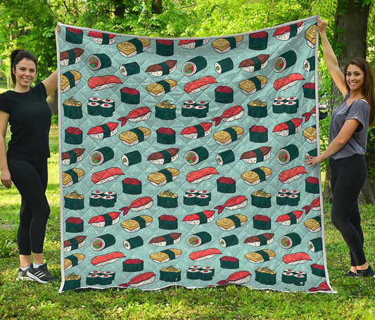 Colorful Sushi And Rolls Pattern Print Quilt