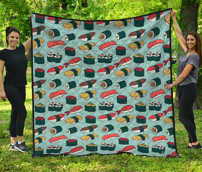 Colorful Sushi And Rolls Pattern Print Quilt