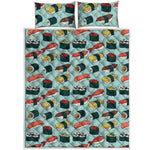 Colorful Sushi And Rolls Pattern Print Quilt Bed Set