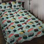 Colorful Sushi And Rolls Pattern Print Quilt Bed Set