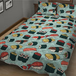 Colorful Sushi And Rolls Pattern Print Quilt Bed Set