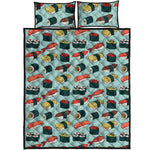 Colorful Sushi And Rolls Pattern Print Quilt Bed Set