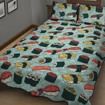 Colorful Sushi And Rolls Pattern Print Quilt Bed Set