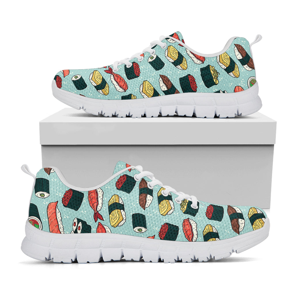 Colorful Sushi And Rolls Pattern Print White Sneakers