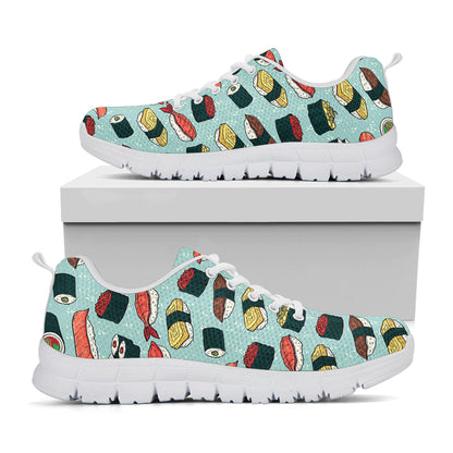 Colorful Sushi And Rolls Pattern Print White Sneakers