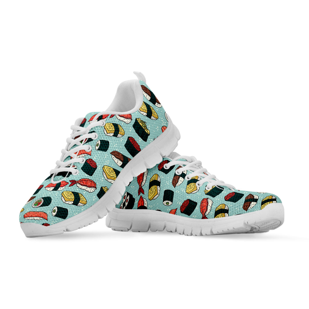 Colorful Sushi And Rolls Pattern Print White Sneakers